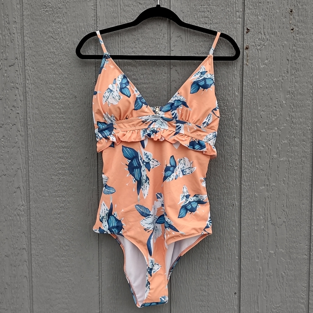 Cupshe Floral Ruffle One Piece Swimsuit XXL